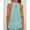 imageZESICA Womens Summer Halter Tank Tops Casual Sleeveless Ruffle Tiered Layered Chiffon Flowy Blouse ShirtsSage