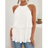 imageZESICA Womens Summer Halter Tank Tops Casual Sleeveless Ruffle Tiered Layered Chiffon Flowy Blouse ShirtsWhite