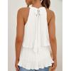 imageZESICA Womens Summer Halter Tank Tops Casual Sleeveless Ruffle Tiered Layered Chiffon Flowy Blouse ShirtsWhite