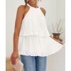 imageZESICA Womens Summer Halter Tank Tops Casual Sleeveless Ruffle Tiered Layered Chiffon Flowy Blouse ShirtsWhite