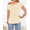 imageZESICA Womens Summer Off The Shoulder Knit Tops 2025 Casual Short Sleeve Oversized Tunic T ShirtApricot