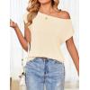 imageZESICA Womens Summer Off The Shoulder Knit Tops 2025 Casual Short Sleeve Oversized Tunic T ShirtApricot