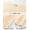 imageZESICA Womens Summer Off The Shoulder Knit Tops 2025 Casual Short Sleeve Oversized Tunic T ShirtApricot