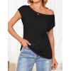 imageZESICA Womens Summer Off The Shoulder Knit Tops 2025 Casual Short Sleeve Oversized Tunic T ShirtBlack
