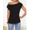 imageZESICA Womens Summer Off The Shoulder Knit Tops 2025 Casual Short Sleeve Oversized Tunic T ShirtBlack