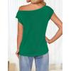 imageZESICA Womens Summer Off The Shoulder Knit Tops 2025 Casual Short Sleeve Oversized Tunic T ShirtGreen