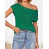 imageZESICA Womens Summer Off The Shoulder Knit Tops 2025 Casual Short Sleeve Oversized Tunic T ShirtGreen