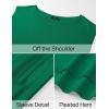 imageZESICA Womens Summer Off The Shoulder Knit Tops 2025 Casual Short Sleeve Oversized Tunic T ShirtGreen