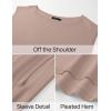 imageZESICA Womens Summer Off The Shoulder Knit Tops 2025 Casual Short Sleeve Oversized Tunic T ShirtNatural