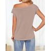 imageZESICA Womens Summer Off The Shoulder Knit Tops 2025 Casual Short Sleeve Oversized Tunic T ShirtNatural