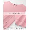 imageZESICA Womens Summer Off The Shoulder Knit Tops 2025 Casual Short Sleeve Oversized Tunic T ShirtPink