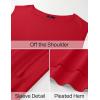 imageZESICA Womens Summer Off The Shoulder Knit Tops 2025 Casual Short Sleeve Oversized Tunic T ShirtRed