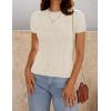 imageZESICA Womens Trendy Short Sleeve Sweater Shirts Spring Summer Cable Knit Pullover TopsApricot