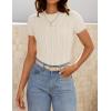 imageZESICA Womens Trendy Short Sleeve Sweater Shirts Spring Summer Cable Knit Pullover TopsApricot