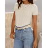 imageZESICA Womens Trendy Short Sleeve Sweater Shirts Spring Summer Cable Knit Pullover TopsApricot