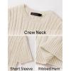imageZESICA Womens Trendy Short Sleeve Sweater Shirts Spring Summer Cable Knit Pullover TopsApricot
