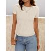 imageZESICA Womens Trendy Short Sleeve Sweater Shirts Spring Summer Cable Knit Pullover TopsApricot