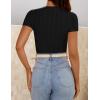 imageZESICA Womens Trendy Short Sleeve Sweater Shirts Spring Summer Cable Knit Pullover TopsBlack