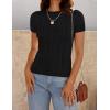imageZESICA Womens Trendy Short Sleeve Sweater Shirts Spring Summer Cable Knit Pullover TopsBlack