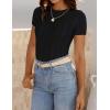 imageZESICA Womens Trendy Short Sleeve Sweater Shirts Spring Summer Cable Knit Pullover TopsBlack