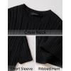 imageZESICA Womens Trendy Short Sleeve Sweater Shirts Spring Summer Cable Knit Pullover TopsBlack