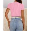imageZESICA Womens Trendy Short Sleeve Sweater Shirts Spring Summer Cable Knit Pullover TopsPink