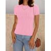 imageZESICA Womens Trendy Short Sleeve Sweater Shirts Spring Summer Cable Knit Pullover TopsPink