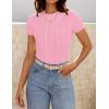 imageZESICA Womens Trendy Short Sleeve Sweater Shirts Spring Summer Cable Knit Pullover TopsPink
