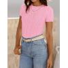 imageZESICA Womens Trendy Short Sleeve Sweater Shirts Spring Summer Cable Knit Pullover TopsPink