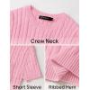 imageZESICA Womens Trendy Short Sleeve Sweater Shirts Spring Summer Cable Knit Pullover TopsPink