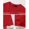 imageZESICA Womens Trendy Short Sleeve Sweater Shirts Spring Summer Cable Knit Pullover TopsRed
