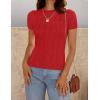 imageZESICA Womens Trendy Short Sleeve Sweater Shirts Spring Summer Cable Knit Pullover TopsRed