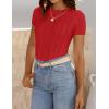 imageZESICA Womens Trendy Short Sleeve Sweater Shirts Spring Summer Cable Knit Pullover TopsRed