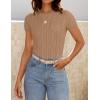 imageZESICA Womens Trendy Short Sleeve Sweater Shirts Spring Summer Cable Knit Pullover TopsToffee