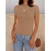 imageZESICA Womens Trendy Short Sleeve Sweater Shirts Spring Summer Cable Knit Pullover TopsToffee