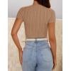 imageZESICA Womens Trendy Short Sleeve Sweater Shirts Spring Summer Cable Knit Pullover TopsToffee