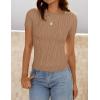 imageZESICA Womens Trendy Short Sleeve Sweater Shirts Spring Summer Cable Knit Pullover TopsToffee