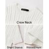 imageZESICA Womens Trendy Short Sleeve Sweater Shirts Spring Summer Cable Knit Pullover TopsWhite