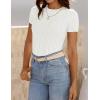 imageZESICA Womens Trendy Short Sleeve Sweater Shirts Spring Summer Cable Knit Pullover TopsWhite