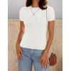 imageZESICA Womens Trendy Short Sleeve Sweater Shirts Spring Summer Cable Knit Pullover TopsWhite