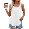 imageZESICA Womens Summer Eyelet Tank Tops Loose Trendy Scoop Neck Sleeveless Flowy ShirtsWhite
