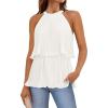 imageZESICA Womens Summer Halter Tank Tops Casual Sleeveless Ruffle Tiered Layered Chiffon Flowy Blouse ShirtsWhite