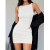 imageZESICA Womens 2025 Summer Mini Bodycon Dress Trendy Fashion Crew Neck Sleeveless Slim Fit Short DressesWhite