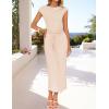 imageZESICA Womens 2025 Summer Mock Neck Casual Bodycon Dress Cap Sleeve Elegant Cocktail Party Long Midi DressesApricot