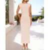 imageZESICA Womens 2025 Summer Mock Neck Casual Bodycon Dress Cap Sleeve Elegant Cocktail Party Long Midi DressesApricot