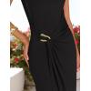 imageZESICA Womens 2025 Summer Mock Neck Casual Bodycon Dress Cap Sleeve Elegant Cocktail Party Long Midi DressesBlack