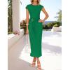 imageZESICA Womens 2025 Summer Mock Neck Casual Bodycon Dress Cap Sleeve Elegant Cocktail Party Long Midi DressesGreen