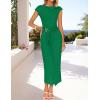 imageZESICA Womens 2025 Summer Mock Neck Casual Bodycon Dress Cap Sleeve Elegant Cocktail Party Long Midi DressesGreen