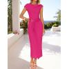imageZESICA Womens 2025 Summer Mock Neck Casual Bodycon Dress Cap Sleeve Elegant Cocktail Party Long Midi DressesRose