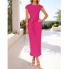 imageZESICA Womens 2025 Summer Mock Neck Casual Bodycon Dress Cap Sleeve Elegant Cocktail Party Long Midi DressesRose